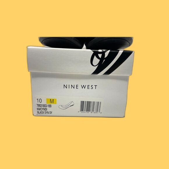 New w/box Nine West Black Faux Patent Leather Mod Flat US 10M - Picture 13 of 13